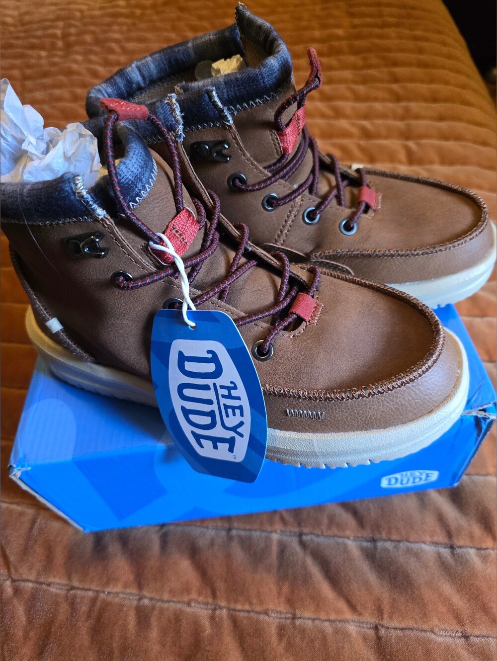 NWT HEYDUDE Boy's size 2 Bradley Classic Boot | Water Repellent Lace Up Boot